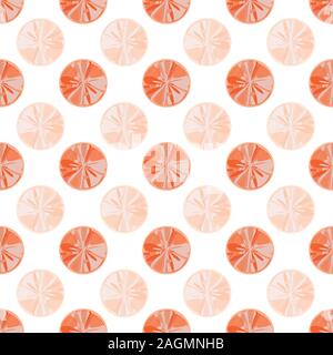 Texturierte Farbe Pastell rosa und orange Kreise, ähnlich Scheiben von Grapefruit. Die nahtlose Vektor geometrische Muster auf weißem Hintergrund. Ideal für Stock Vektor