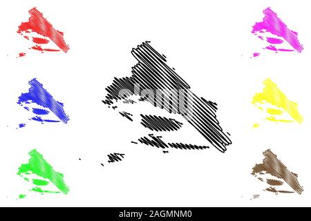 Split-dalmatien County (Grafschaften von Kroatien, Republik Kroatien) Karte Vektor-illustration, kritzeln Skizze Split Dalmatien (Brac und Hvar Insel) Karte anzeigen Stock Vektor