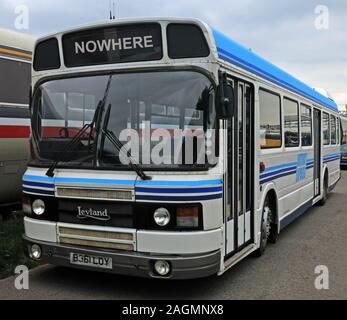 Brexit Bus ins Nirgendwo, Leyland, Bezirk express - Leyland B 361 LOY, England, Großbritannien Stockfoto