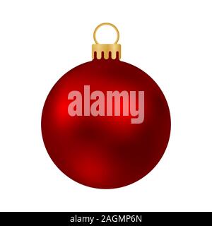 Rote Weihnachtskugel isoliert auf weiss Stock Vektor