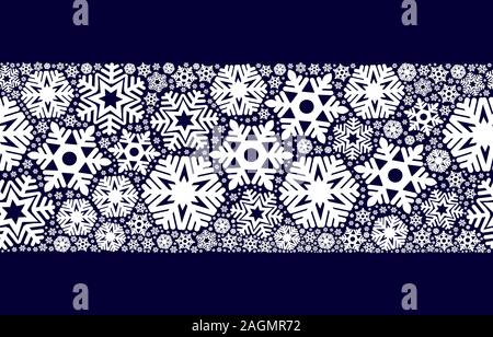 Nahtlose Schneeflocken auf einem blauen Hintergrund. Dekoration für Weihnachten Design Stock Vektor