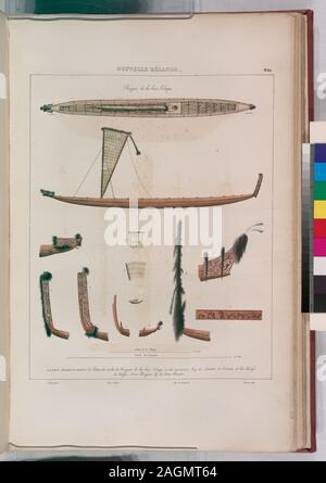 Nouvelle Zélande. Piroque de la baie Tolaga. 1. 2. 3. 4. 5. Avants et arriéres., 6. 7. Cissus de Voiles de Pirogen de la baie colaga et des Umgebung., 8. 9. 10. Avants et Arriéres et bas Pieliefs.; Nouvelle Zélande. Piroque de la baie Tolaga. 1. 2. 3. 4. 5. Avants et arriéres., 6. 7. Cissus de Voiles de Pirogen de la baie colaga et des Umgebung., 8. 9. 10. Avants et Arriéres et bas Pieliefs. Stockfoto