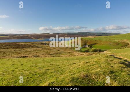 Llyn Brenig Behälter und der umliegenden Landschaft auf der Denbigh Mauren im Norden von Wales Stockfoto