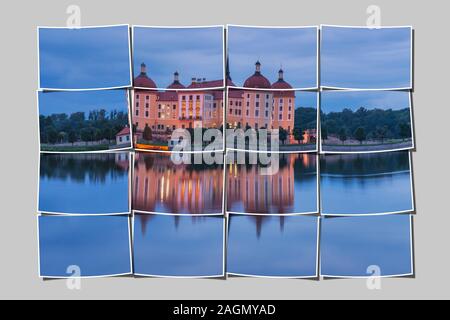 Schloss Moritzburg, barocke Jagd lodge vom sächsischen König August die starke in der Nähe von Dresden Sachsen, Deutschland, Europa Stockfoto