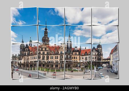 16 Bilder, um ein großes Bild. Zu er Dresden Royal Palace, Dresden, Sachsen, Deutschland, Europa Stockfoto