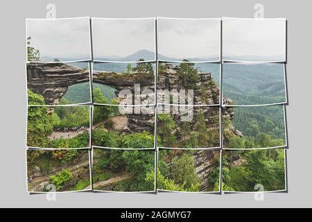 Das Prebischtor - brana (Deutsch: Prebischtor) ist im Elbsandsteingebirge, in der Böhmischen Schweiz, Tschechische Republik, Europa Stockfoto