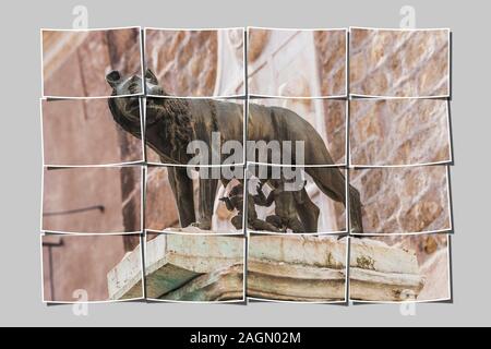 Statue des Kapitolinischen Wölfin (Lupa Capitolina) ist ein Wolf Charakter. Der Wolf ist säugen Romulus und Remus, der mythische Gründer von Rom, Italien, Europa Stockfoto