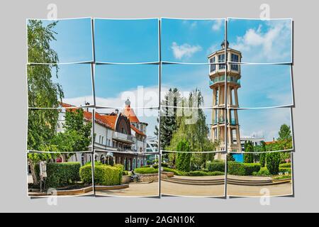 Der Wasserturm in Siofok wurde 1912 erbaut. Es ist das Wahrzeichen der Stadt, Siófok, Somogy, Südtransdanubien, Ungarn, Europa Stockfoto