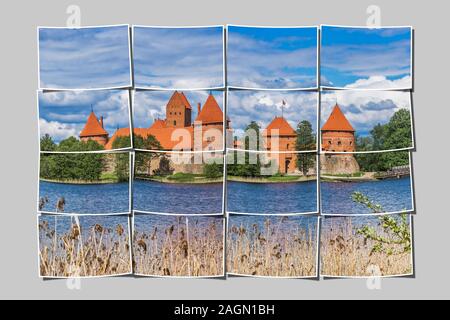 Trakai Insel Schloss wurde im 14. Jahrhundert erbaut und befindet sich in der Nähe von Vilnius, Litauen, Baltikum, Europa Stockfoto