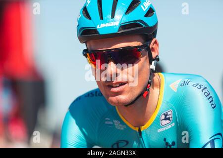 San Vicente de la Barquera, Spain-September 7, 2019: Luis Leon Sanchez, Radfahrer Der ASTANA PRO TEAM Team während der ersten Stufe 14 von La Vuelta a España. Stockfoto