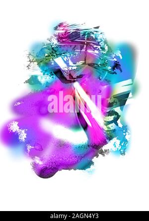 Abstrakte Aquarell füllt Anschläge Zeilen spots Imitation digitale Malerei Stockfoto
