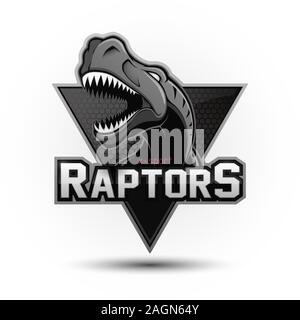 Moderne professionelle Dinosaurier Logo für einen sport team. Vektor Logo auf weißem Hintergrund. Stock Vektor