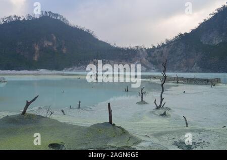 Weißen Kraters oder als "Kawah Putih" bekannt. Eine der touristischen Destination in Ciwidey, West in Bandung, West Java, Indonesien Stockfoto