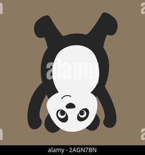 Panda steht auf dem Kopf. Niedliche Tier, Abbildung auf einem violetten Hintergrund Stock Vektor