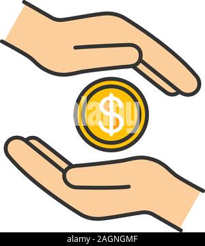 Liebe Farbe Symbol. Spende. Islamische zakat. Helfende Hände. Almosen geben. Isolierte Vector Illustration Stock Vektor