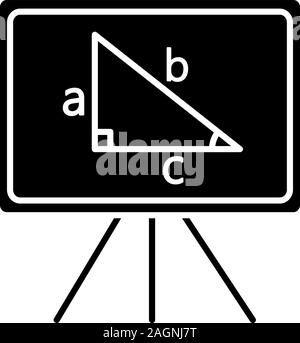 Whiteboard glyph Icon. School board mit Dreieck gezeichnet. Geometrie. Silhouette Symbol. Negativer Platz. Vektor isoliert Abbildung Stock Vektor
