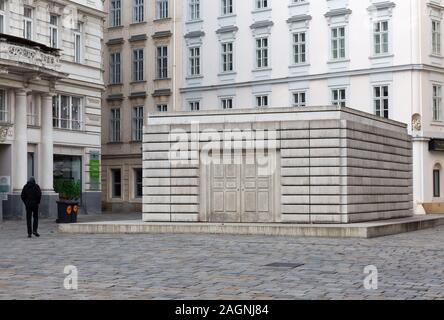 Gedenkstätte Judenplatz Wien, Gedenkstätte für die österreichischen juden, die im 2. Weltkrieg beim Holocaust getötet wurden; Judenplatz, Wien Österreich Europa Stockfoto