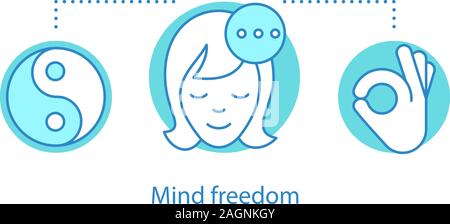 Geist Freiheit Konzept Symbol. Ruhige Idee dünne Linie Abbildung. Meditation. Vektor isoliert Maßbild Stock Vektor