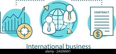 International Business Konzept Symbol. Der globale Handel Idee dünne Linie Abbildung. Internationale Beziehungen und Zusammenarbeit. Vektor isoliert Umrisse drawin Stock Vektor