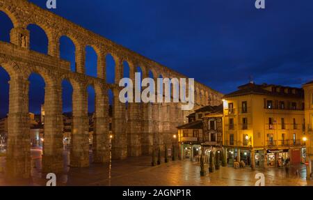 Römisches Aquädukt von Segovia, Castilla La Mancha, Spanien Stockfoto