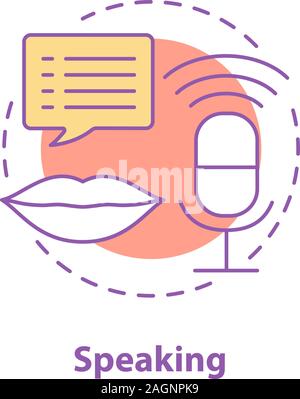 Sprechen Konzept Symbol. Rundfunk Idee dünne Linie Abbildung. Reden. Vektor isoliert Maßbild Stock Vektor