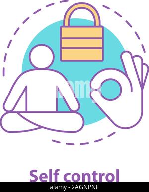 Self Control Konzept Symbol. Geist Freiheit Idee dünne Linie Abbildung. Inneren Frieden. Meditation. Wellness. Yoga. Vektor isoliert Maßbild Stock Vektor