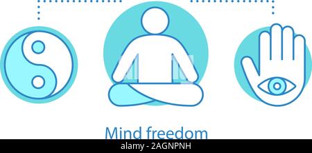 Geist Freiheit Konzept Symbol. Yoga Idee dünne Linie Abbildung. Meditation. Wellness. Vektor isoliert Maßbild Stock Vektor