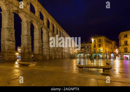 Römisches Aquädukt von Segovia, Castilla La Mancha, Spanien Stockfoto