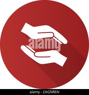 Liebe flache Bauweise lange Schatten glyph Icon. Spende. Islamische zakat. Helfende Hände. Almosen geben. Vektor silhouette Abbildung Stock Vektor