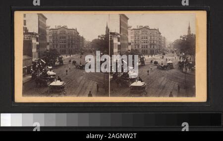 Park Row von Tryon Reihe, die City Hall Park auf der rechten Seite, auf der die Zeiten und eine Fernsicht auf die St Paul's Kirche enthält einerseits - farbige Anzeigen. Blick von Alfred S. Campbell, Anthony, Keystone View Company und andere Fotografen und Verlage. Eine Rasterungs-Ansicht hat Blick auf die Cheyenne chief Wirbelwind auf der Rückseite. Robert Dennis Sammlung von stereoskopische Ansichten. Titel von Cataloger'. Blick auf die Parks und Plätze: Riverside Park und Grant's Tomb, einschließlich Massen an Hingabe; Resevoir square (Bryant Park) und die croton Reservoir; die Musik stehen, Arch, und eine Statue von G Stockfoto