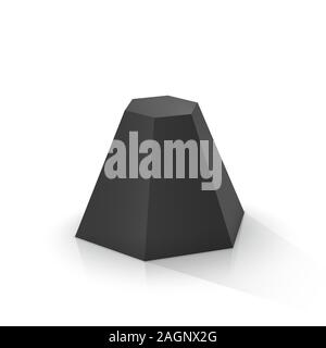 Schwarz Kegelstumpfform, sechseckige Pyramide auf einem weißen Hintergrund. Vector Illustration Stock Vektor