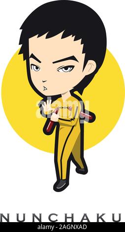 Mann Pose mit Nonne - Chuck. Vector Illustration Stock Vektor