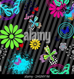 Farbige geometrische Muster. Paisley, traditionellen, ethnischen, folk Hintergrund mit Hand gezeichnet, Mehrfarbige Blüten. - Abbildung Stockfoto