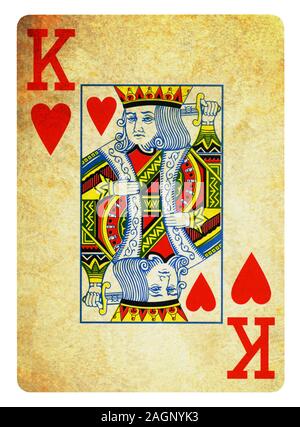 König der Herzen Vintage Playing Card isoliert auf weißem (clipping path enthalten) Stockfoto