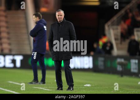 MIDDLESBROUGH, ENGLAND - 20 Dezember Stoke City Manager Michael O'Neill während der Sky Bet Championship Match zwischen Middlesbrough und Stoke City an der Riverside Stadium, Middlesbrough am Freitag, den 20. Dezember 2019. (Credit: Mark Fletcher | MI Nachrichten) das Fotografieren dürfen nur für Zeitung und/oder Zeitschrift redaktionelle Zwecke verwendet werden, eine Lizenz für die gewerbliche Nutzung Kreditkarte erforderlich: MI Nachrichten & Sport/Alamy leben Nachrichten Stockfoto