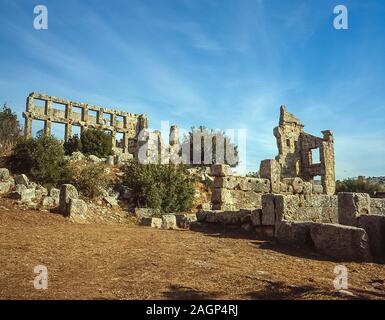 Syrien. Die Ruinen des St. Simeon-Klosters und der Kirche unweit der historischen syrischen Stadt Aleppo, wie sie es 1998 war Stockfoto