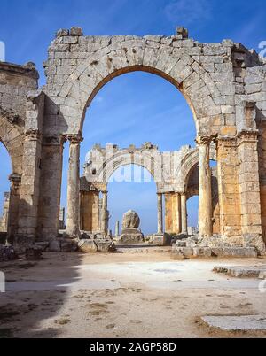 Syrien. Die Ruinen des St. Simeon-Klosters und der Kirche unweit der historischen syrischen Stadt Aleppo, wie sie es 1998 war Stockfoto