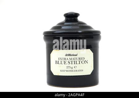 Vintage Keramik Käse Topf - Extra gereift Blue Stilton Stockfoto