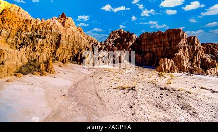 Die dramatische und einzigartigen Mustern von Slot Canyons und Hoodoos des weichen vulkanischen Bentonit Clay in Cathedral Grove Nationalpark in der Wüste von Nevada US Stockfoto