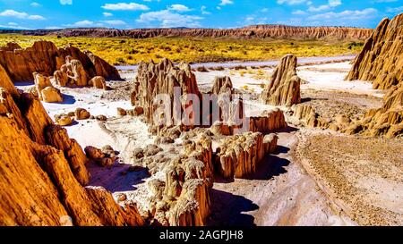 Die dramatische und einzigartigen Mustern von Slot Canyons und Hoodoos des weichen vulkanischen Bentonit Clay in Cathedral Grove Nationalpark in der Wüste von Nevada US Stockfoto