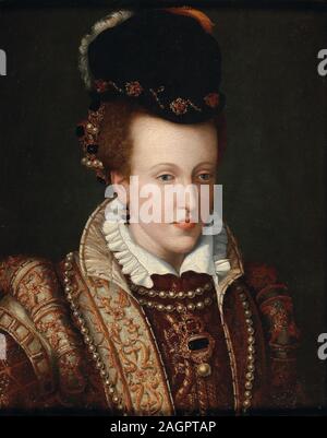 Portrait von Johanna von Österreich (1547-1578), Großherzogin von Toskana. Museum: private Sammlung. Autor: GIOVANNI MARIA BUTTERI. Stockfoto