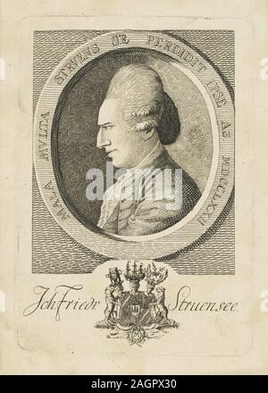 Porträt des Grafen Johann Friedrich Struensee (1737-1772). Museum: private Sammlung. Autor: anonym. Stockfoto