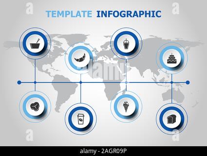 Infografik Design mit beliebte Speisen Icons, Vektor Stock Vektor