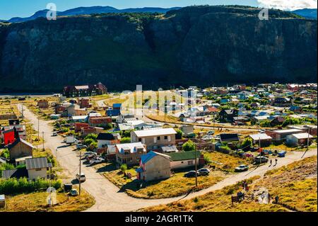 El Chaltén, kleines Bergdorf im südlichen Patagonien, Argentinien - august, 2019 Stockfoto