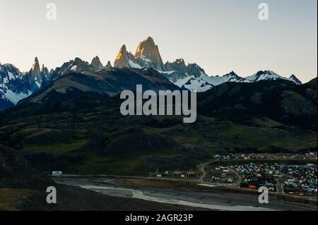 El Chaltén, kleines Bergdorf im südlichen Patagonien, Argentinien - august, 2019 Stockfoto