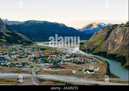 El Chaltén, kleines Bergdorf im südlichen Patagonien, Argentinien - august, 2019 Stockfoto