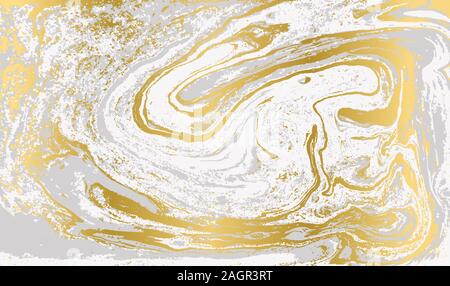 Grün und Gold Welligkeit des Achat Hintergrund. Goldene Pulver Marmor Stock Vektor