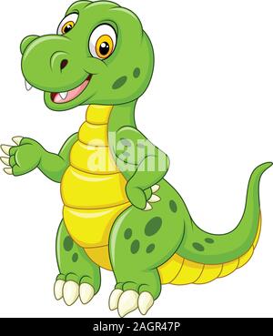 Cartoon lustige grüne Dinosaurier Stock Vektor
