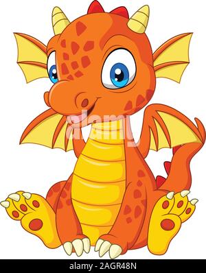 Cartoon junge Drachen sitzen Stock Vektor