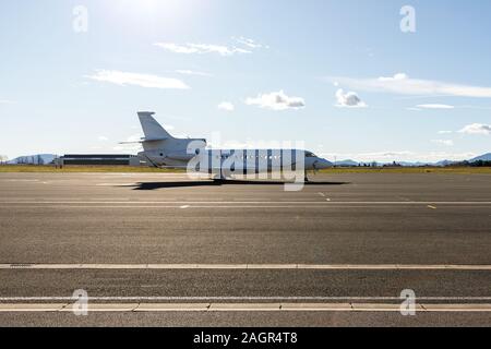 Dassault Falcon 7X am Flughafen Biarritz, Frankreich. Stockfoto